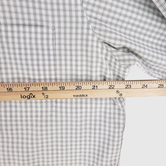 Paul Fredrick Mens Long Sleeve Button-Down Shirt White/Gray Checkered 16-35 - Picture 5 of 10